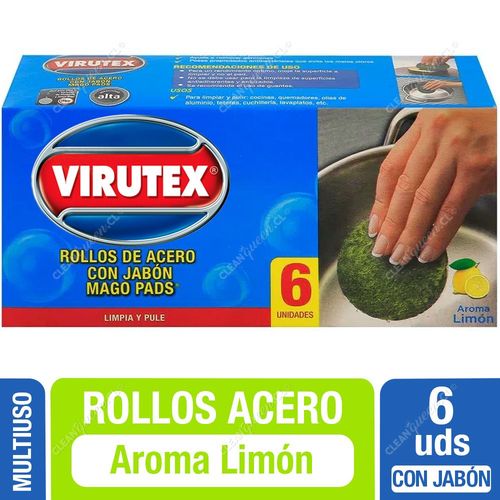 Rollos de Acero Mago Pads con Jabón Aroma Limón 6 Unid