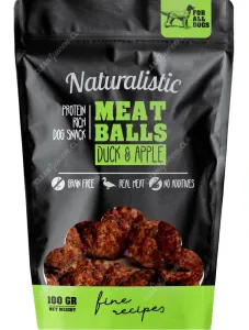 Snack Proteína Naturalistic Meat Balls Duck & Apple Perro 100 g