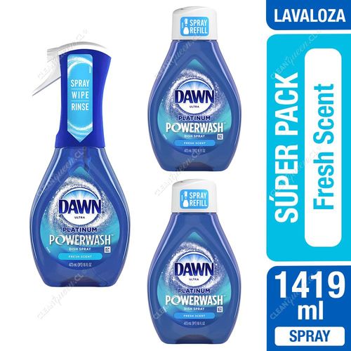 Súper Pack Lavaloza Dawn Spray Platinum Powerwash Fresh Scent 473 ml c/u