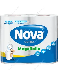 Toalla de Papel Nova Ultra Mega Rollo 26 mts c/u 2 Unid