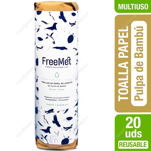 Toalla de Papel Reusable Pulpa de Bambú Freemet 20 Unid