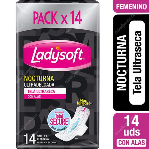 Toalla Higiénica Nocturna Ladysoft Ultradelgada Ultraseca 14 Unid