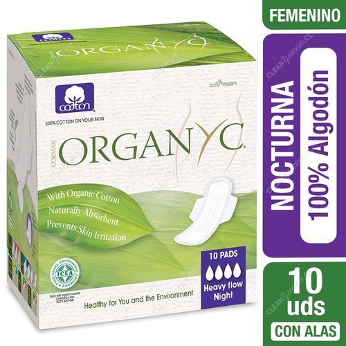 Toalla Higiénica Nocturna Organyc Ultrafina 10 Unid