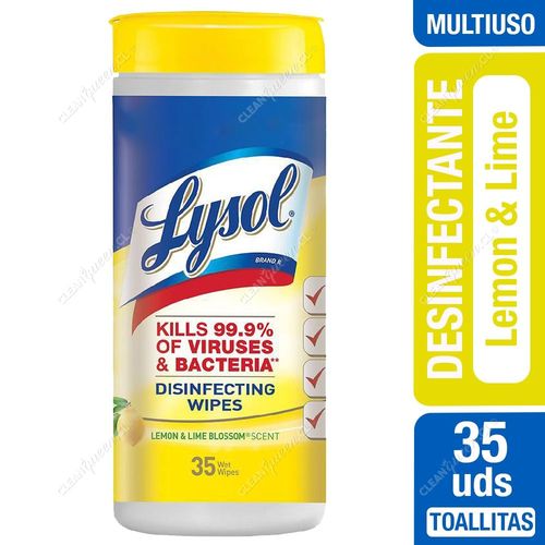 Toallitas Desinfectantes Lysol Wipes Lemon and Lime 35 Unid