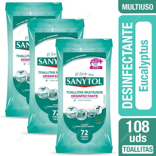 Toallitas Desinfectantes Multiuso Sanytol 3 x 36 Maxi Unid