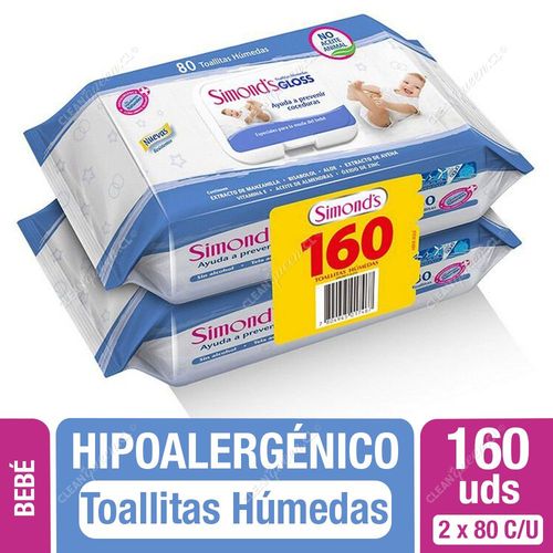 Toallitas Húmedas Hipoalergénicas Simond's 2 x 80 Unid