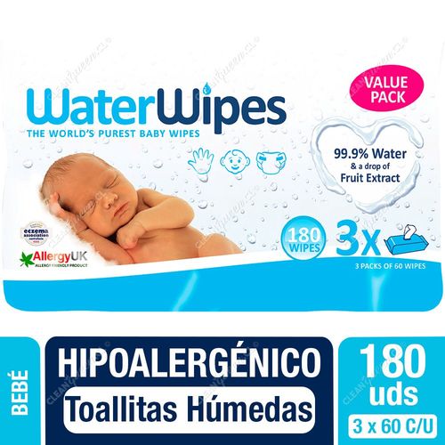 Toallitas Húmedas Hipoalergénicas WaterWipes 3 X 60 Unid