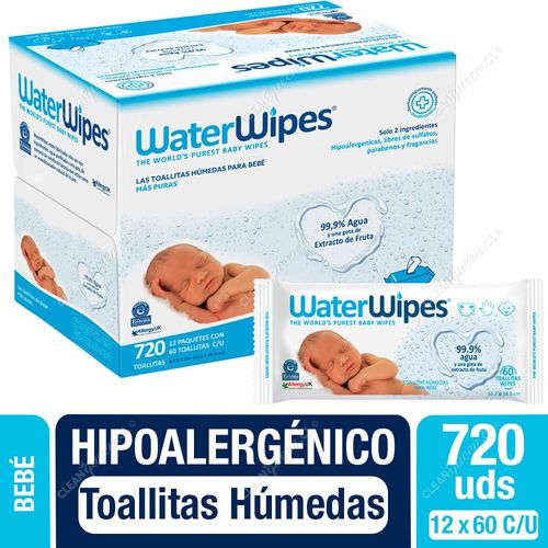 Toallitas Húmedas Hipoalergénicas WaterWipes 720 Unid (12x60)