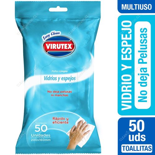 Toallitas Limpia Vidrios y Espejos Virutex 50 Unid