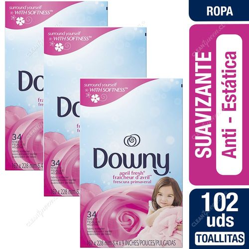 Toallitas Suavizantes Downy Anti - Estática 3 x 34 Unid