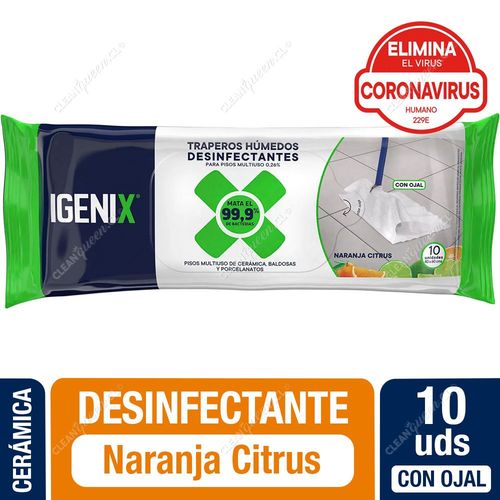 Trapero Húmedo Desinfectante Con Ojal Cerámica Igenix Naranja Citrus 10 Unid