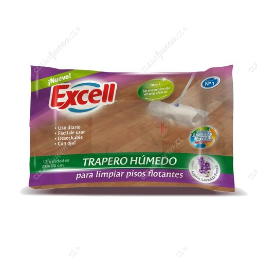 Trapero húmedo para piso flotante Excell 12 unid, aroma lavanda