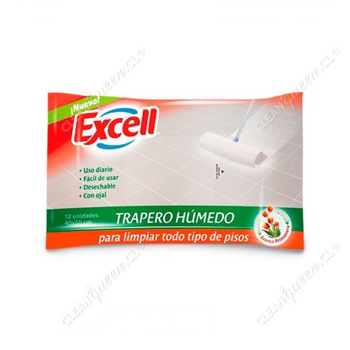 Trapero húmedo para todo piso Excell 12 unid, aroma primavera