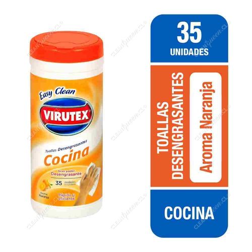 Toallitas Desengrasantes para Cocina Virutex, Aroma Naranja, 35 unidades